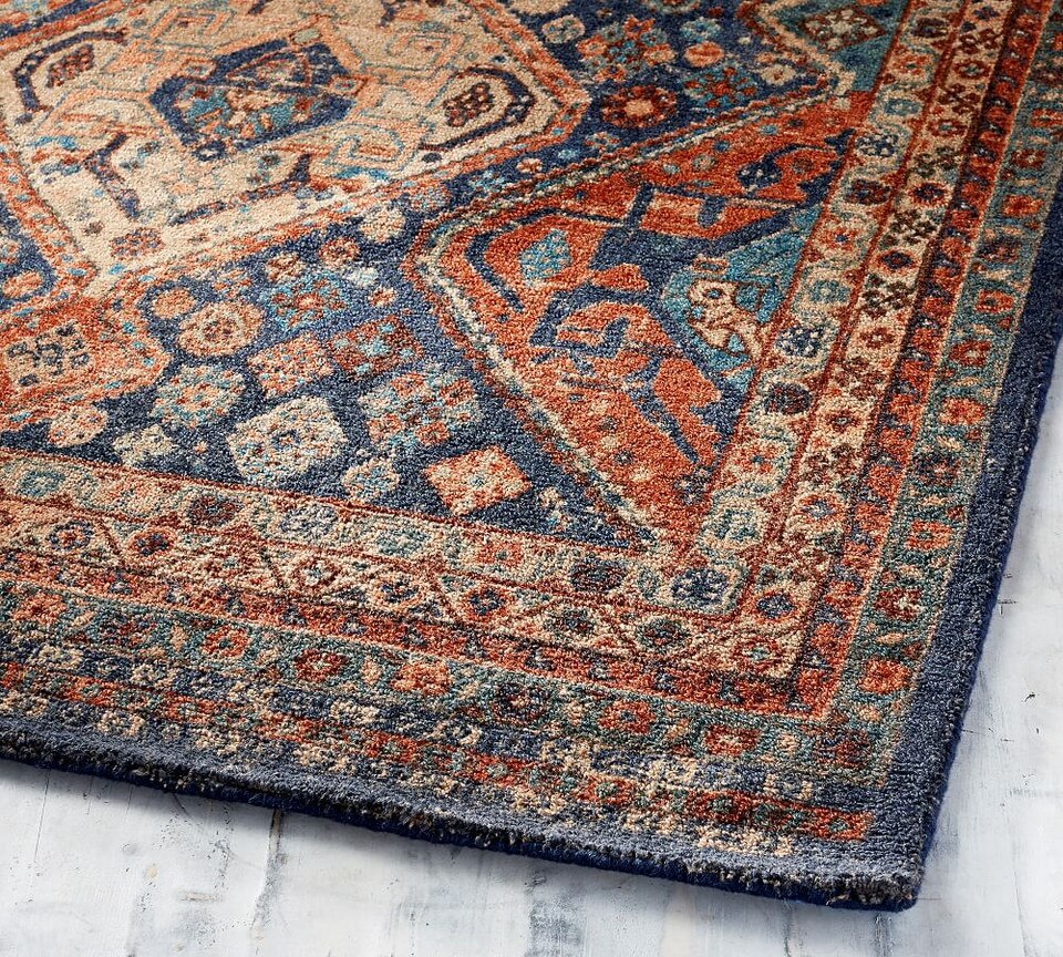 Mahalia Printed Rug Blue Multi Pottery Barn Australia